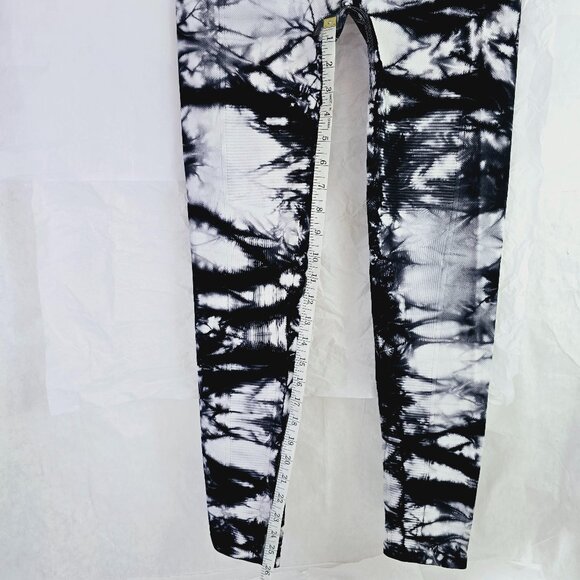 French Laundry Black & White Tie-Dye Stretch Leggings High Waist Comfy Sz L/XL - Picture 8 of 9